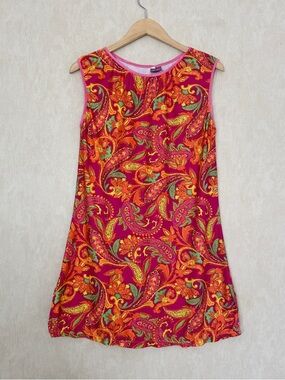 Kind Apparel Sleeveless Stretch Mini Dress Lightweight in Paisley Multicolor L